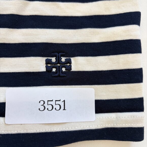 Tory Burch Stripe Top Womens S/P Navy White Cotton Boxy Style - Picture 12 of 12